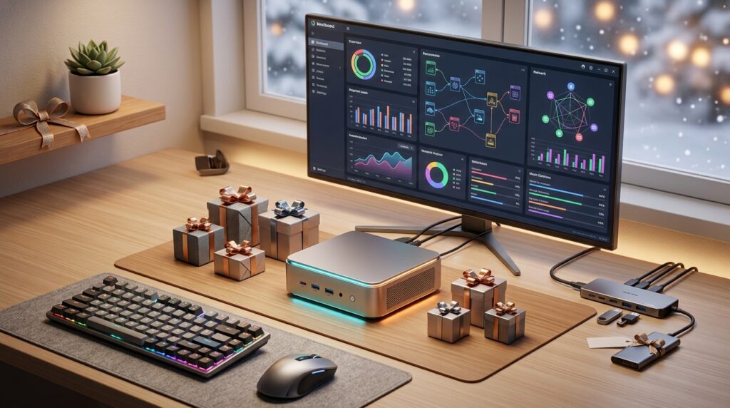 Mini PC gift ideas 2026: mini PC, portable SSD and keyboard
