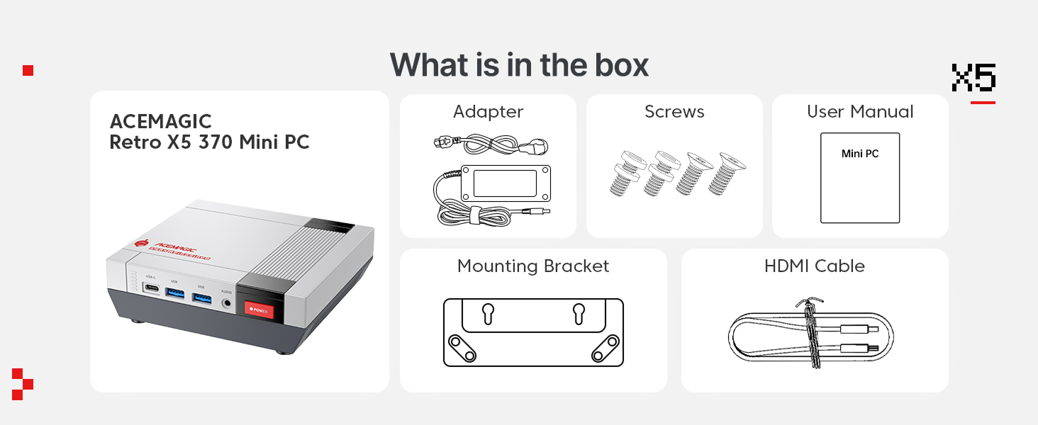 ACEMAGIC Retro X5 unboxing - contents of the box