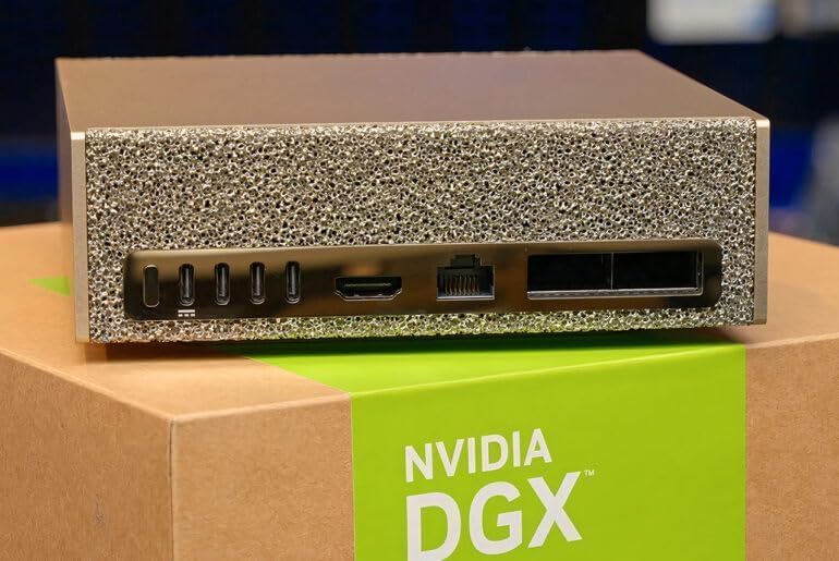 NVIDIA DGX Spark rear panel — ConnectX-7 ports, USB4, HDMI, Ethernet