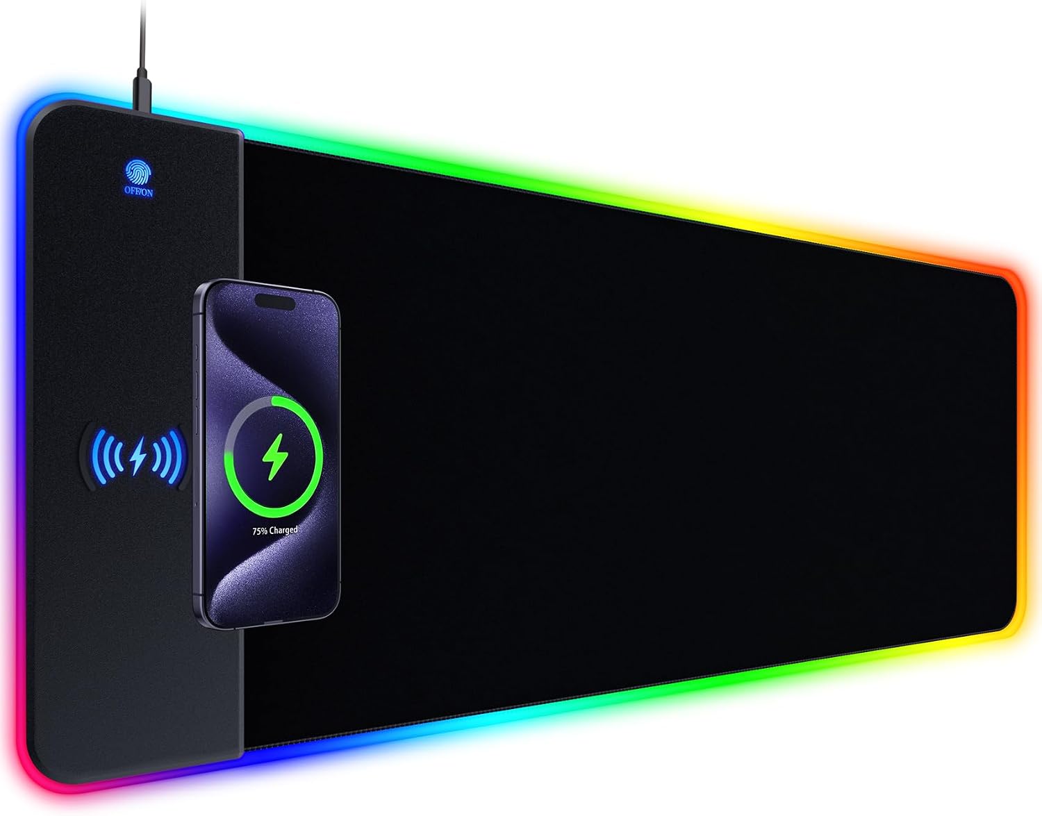 YGISS RGB mouse pad with 15W wireless charging and 14 lighting modes